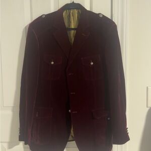 Elegant Maroon Velvet Blazer for Men